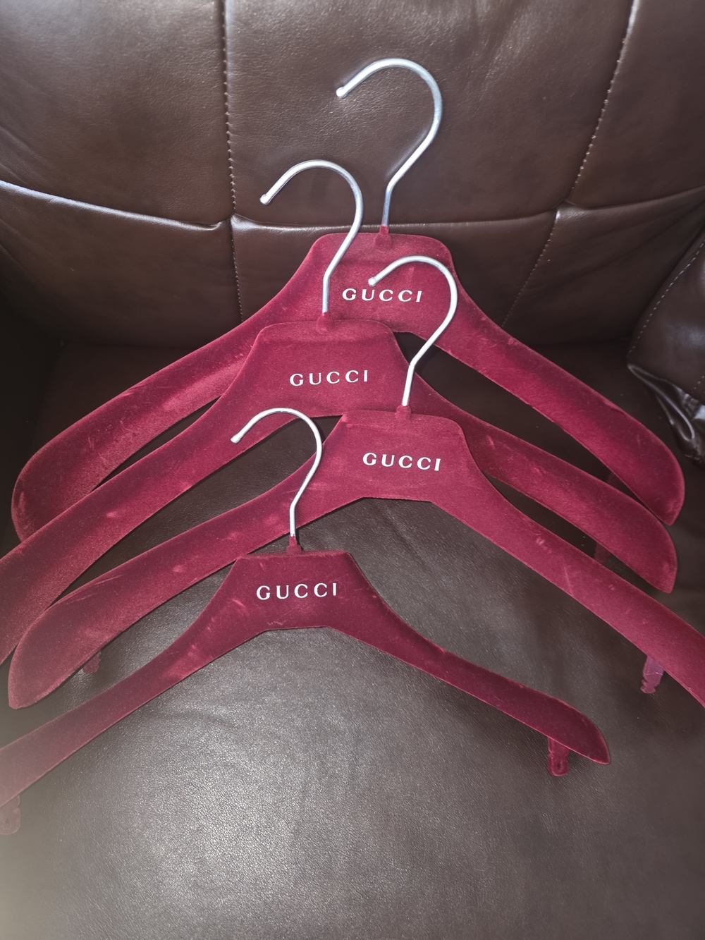 Authentic Gucci Burgundy Velvet Hangers – 30 Piece Set